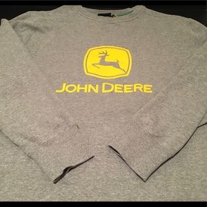 John Deere Mens  Sweatshirt L Gray Yellow Logo